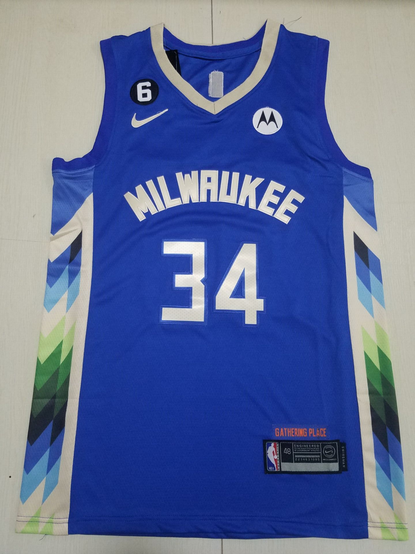 Men Milwaukee Bucks 34 Giannis Antetokounmpo Nike Royal City Edition 2022 NBA Jersey